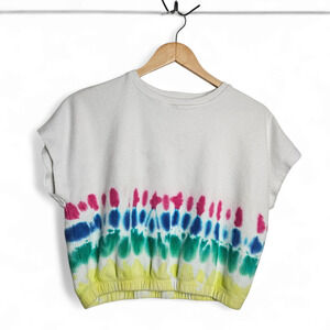 Cabana by Crown & Ivy Women's Tie Dye Ribbed Cotton Y2K Crop Top Size XS